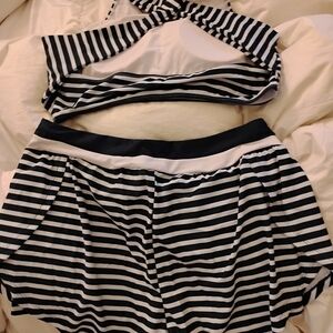 Striped Black and White Two-Piece Set